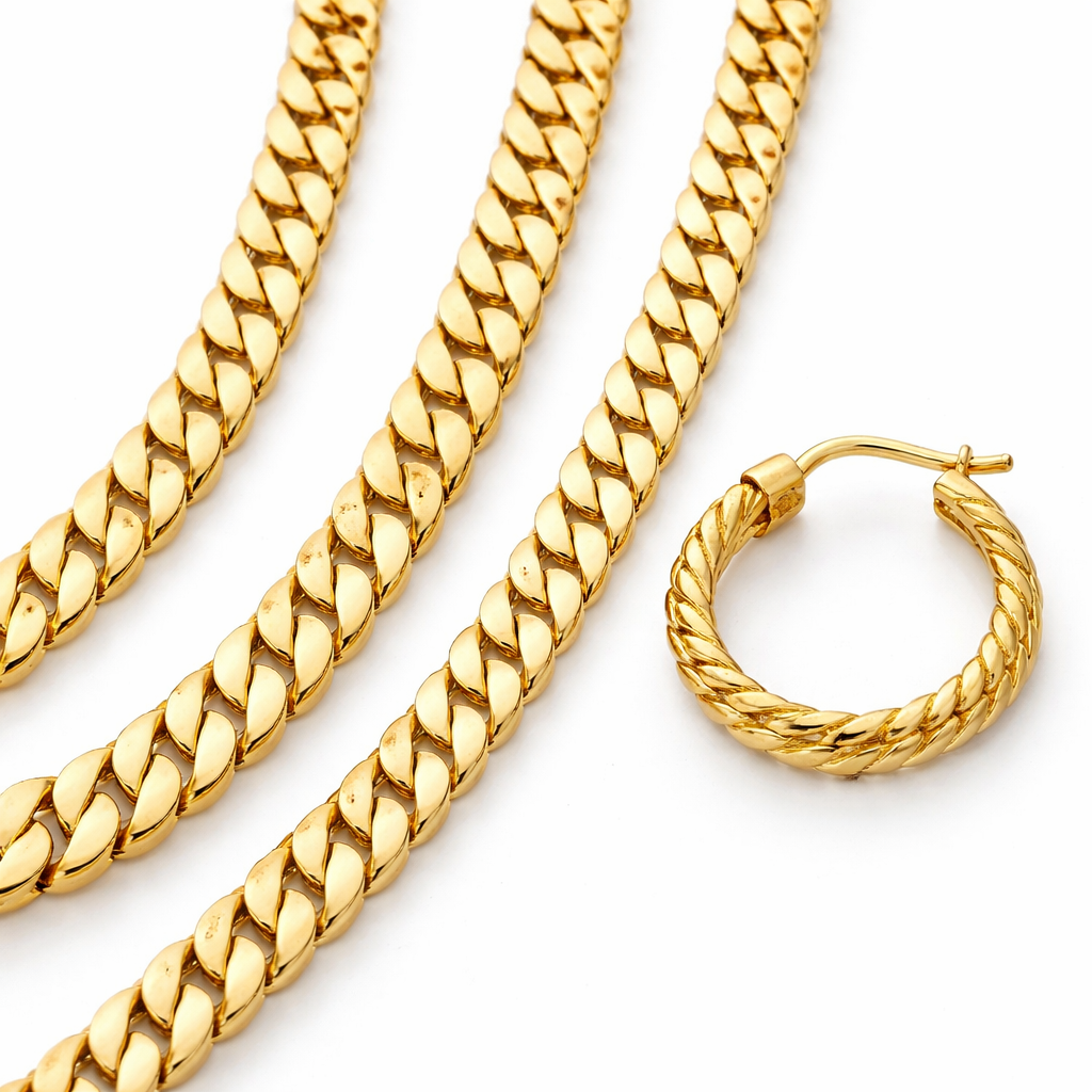 Parure Dorée Héritage – Collier, Bracelet & Boucles