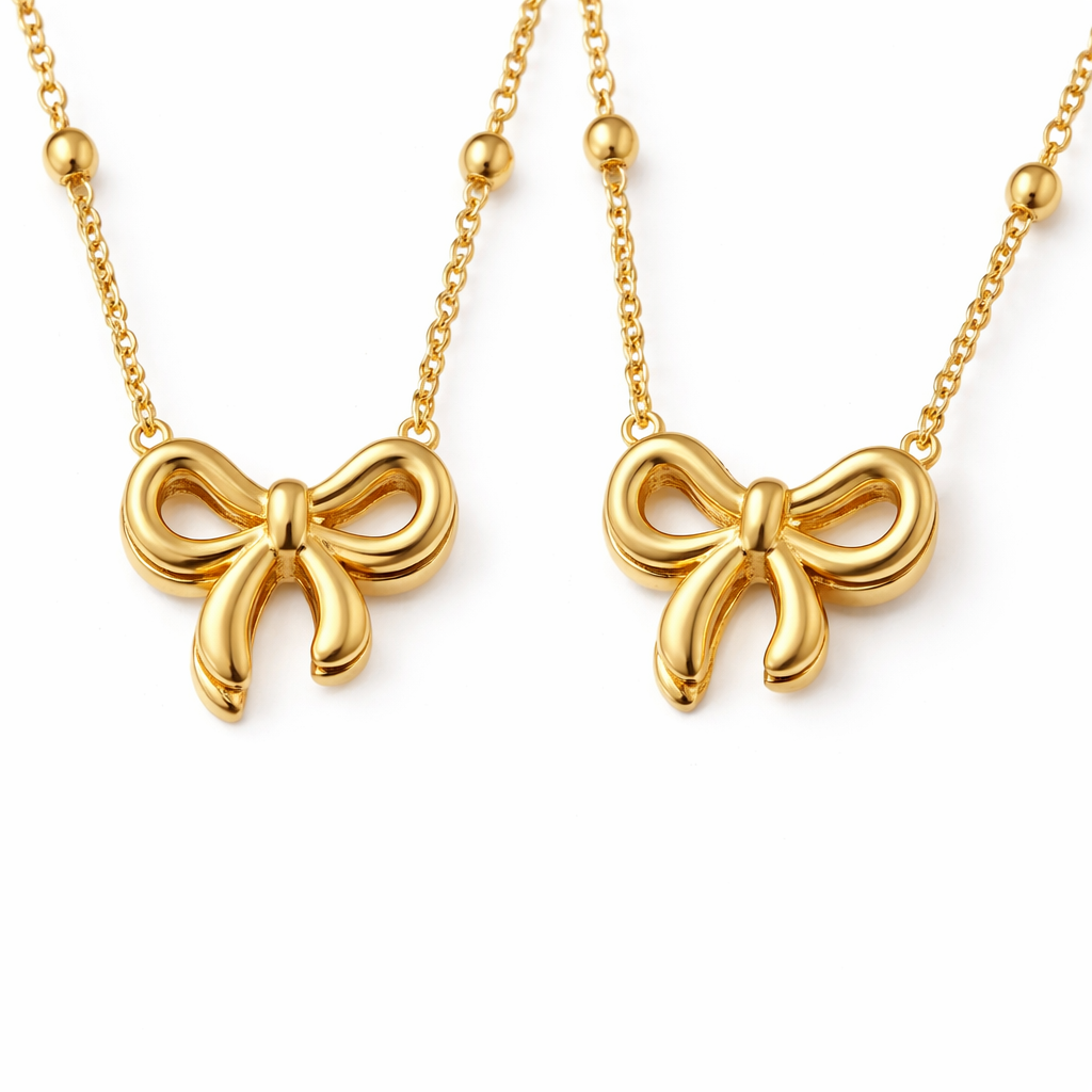 Parure Nœud Élégance – Collier & Bracelet Dorés