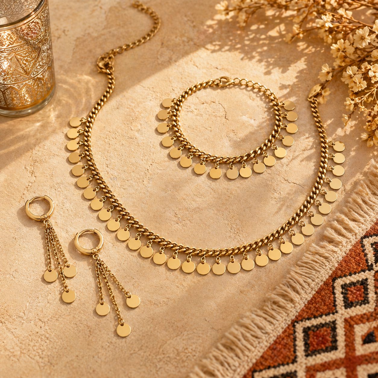 Ensemble Pièces d’Or Bohème Chic – Parure 3 Pièces