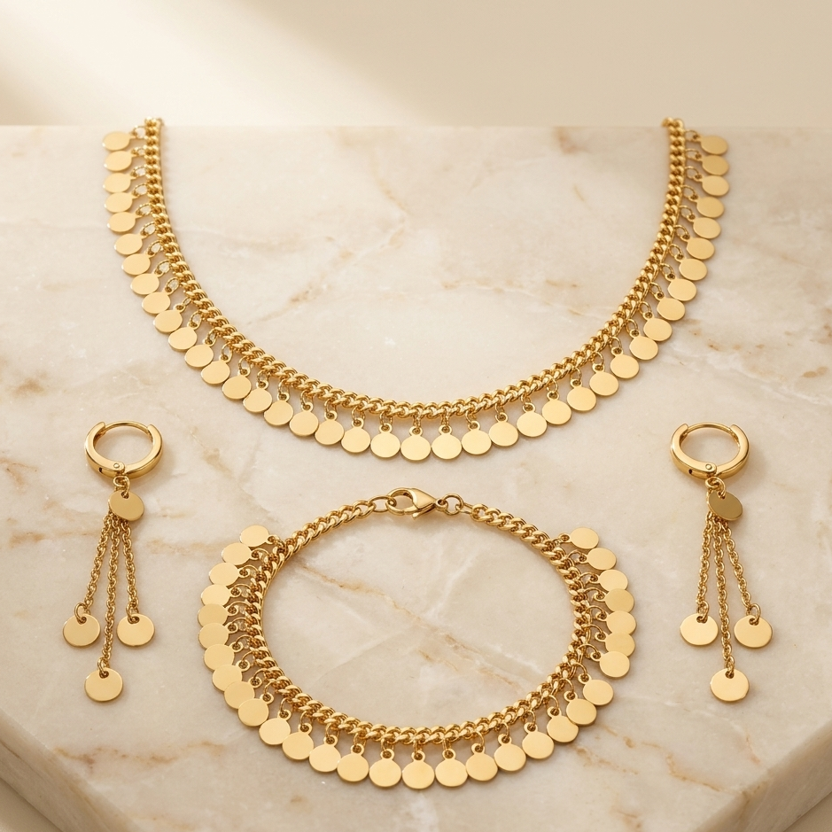 Ensemble Pièces d’Or Bohème Chic – Parure 3 Pièces